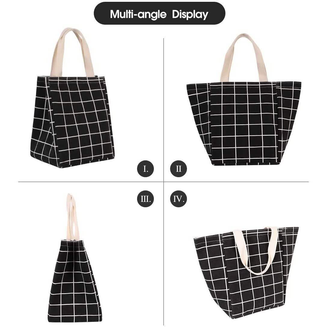 Reusable Lunch Bag Insulated Lunch Box Canvas Fabric with Aluminum Foil