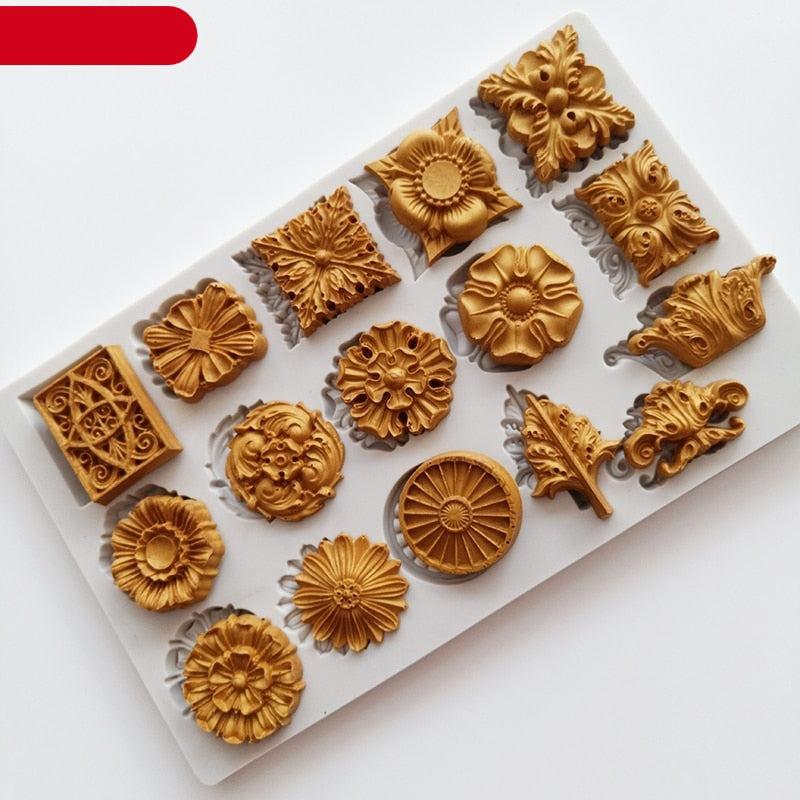 Reusable Retro Silicone Fondant Chocolate Aroma Stone Ornaments Resin Sugarcraft Mold For Pastry Cup Cake Decorating Crystal Stones Silicone Mold For Kitchen
