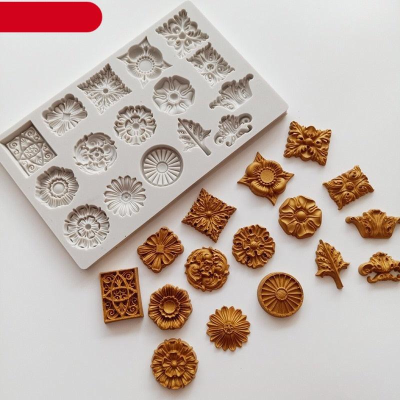 Reusable Retro Silicone Fondant Chocolate Aroma Stone Ornaments Resin Sugarcraft Mold For Pastry Cup Cake Decorating Crystal Stones Silicone Mold For Kitchen