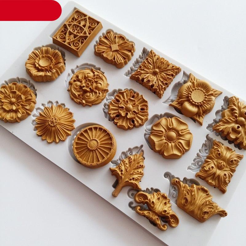 Reusable Retro Silicone Fondant Chocolate Aroma Stone Ornaments Resin Sugarcraft Mold For Pastry Cup Cake Decorating Crystal Stones Silicone Mold For Kitchen