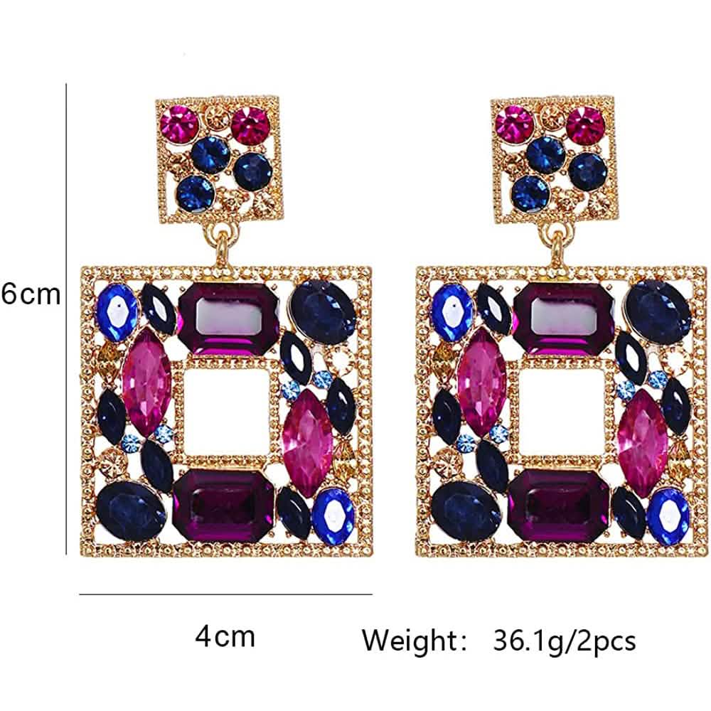 Rhinestone Square Drop Earrings