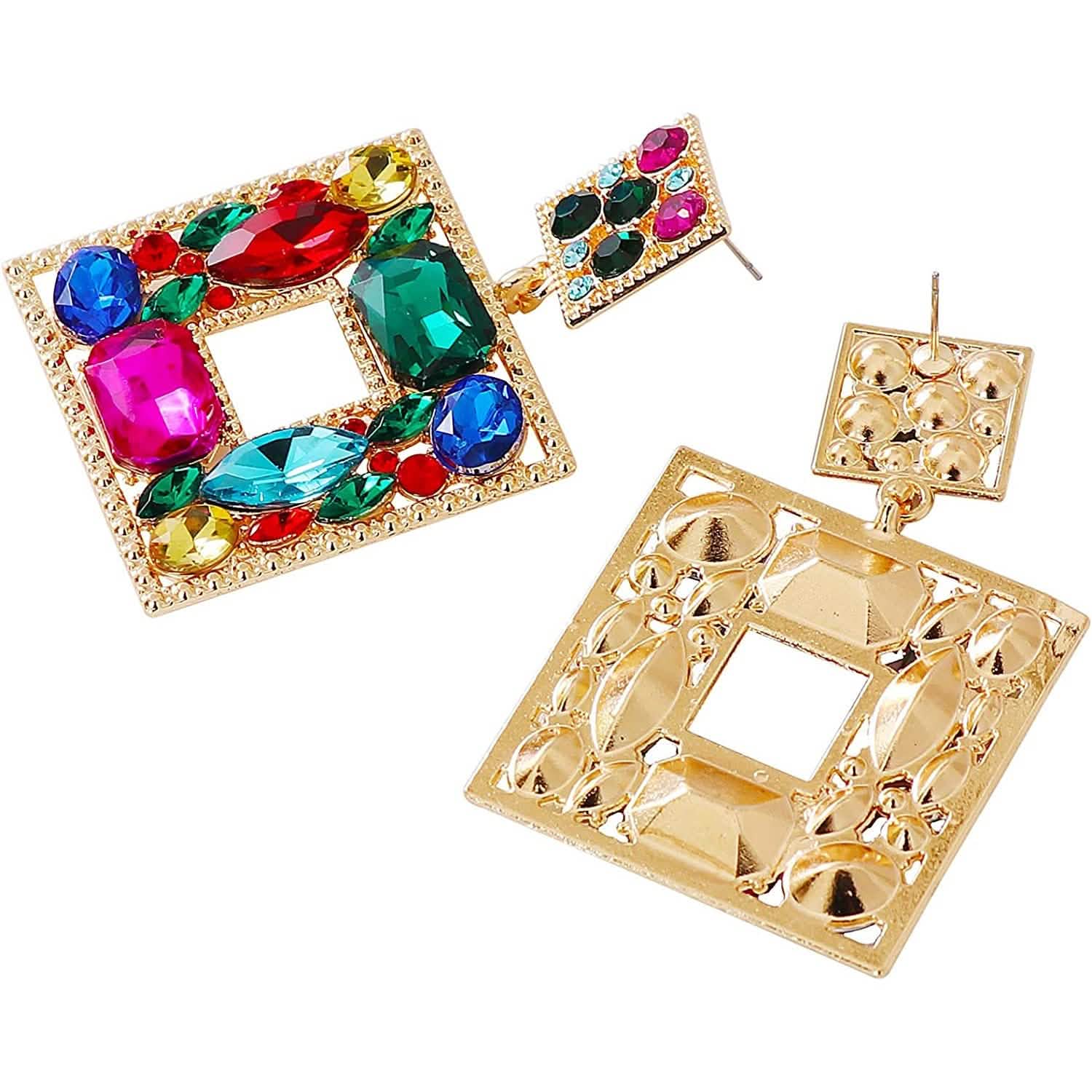 Rhinestone Square Drop Earrings