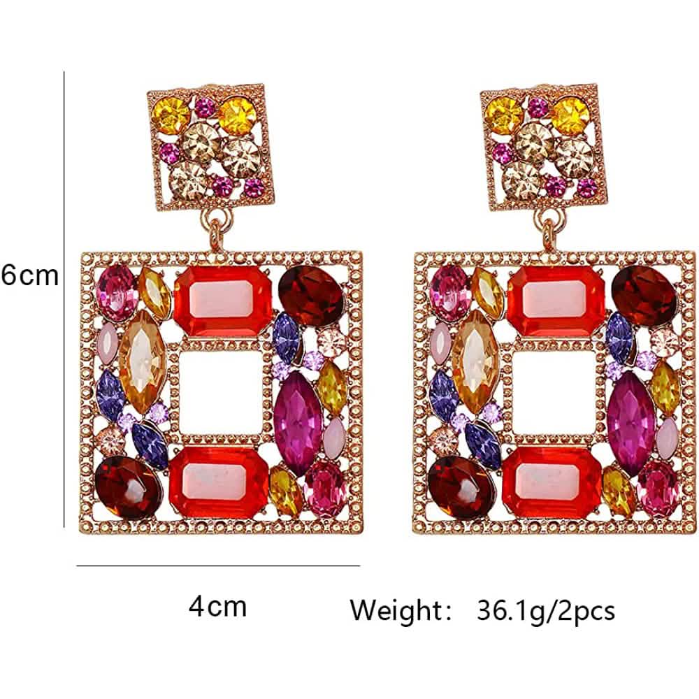 Rhinestone Square Drop Earrings