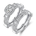 Rhodium Plated Cubic Zirconia Engagement Ring Set - Assorted Sizes