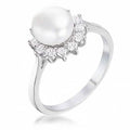 Rhodium Plated Freshwater Pearl Ring - Assorted Sizes
