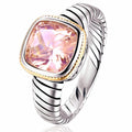 Rhodium Plated Lab Created Morganite Engagement Ring - Assorted Sizes