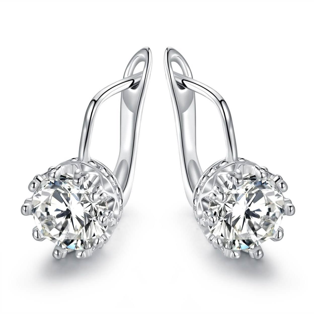Rhodium Swarovski Elements Huggie-Hoop Earring