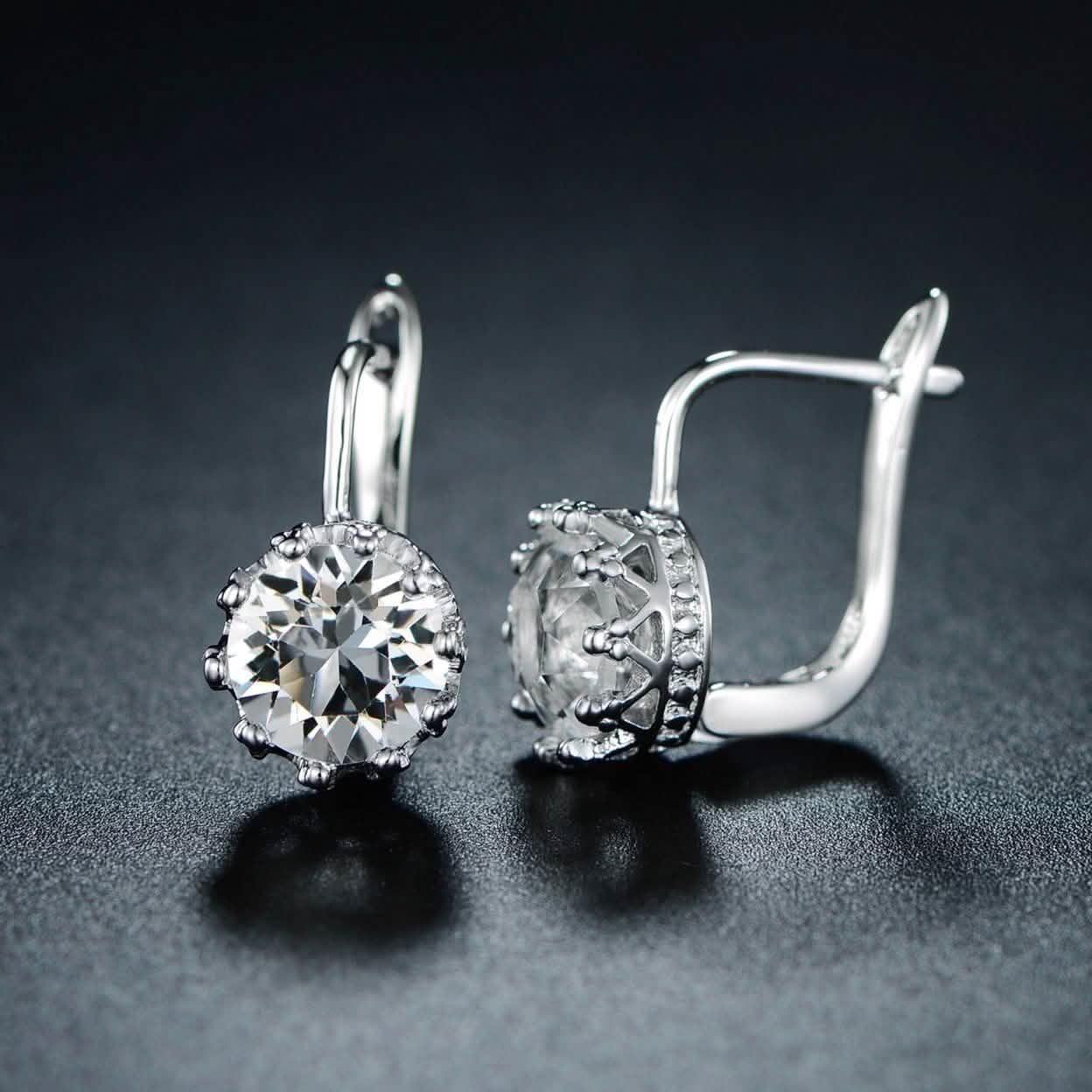 Rhodium Swarovski Elements Huggie-Hoop Earring