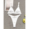 Rib Ring Linked High Cut Bikini Swimsuit