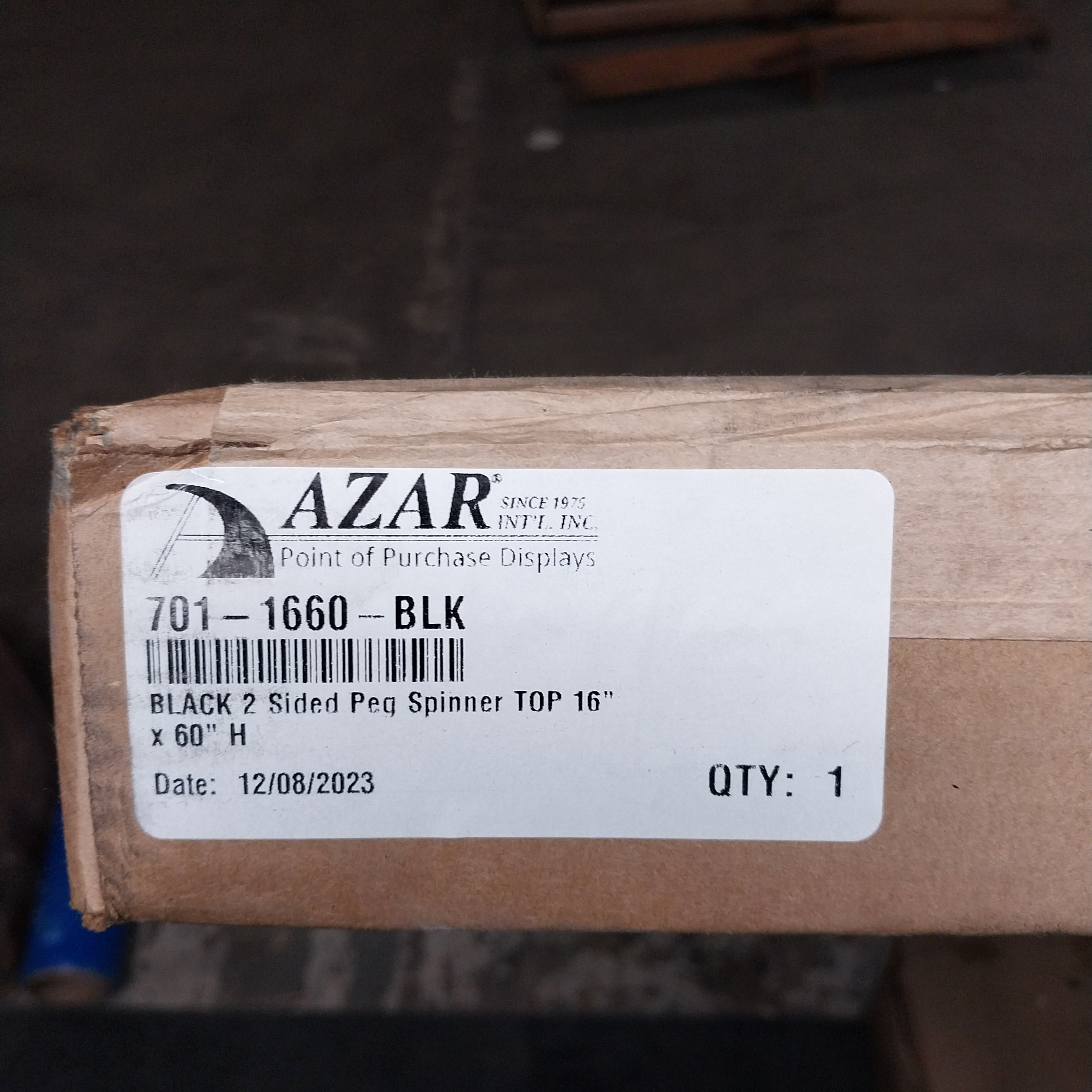 AZAR Black 2 Sided Pegboard Spinner Top 16"x60"x2"