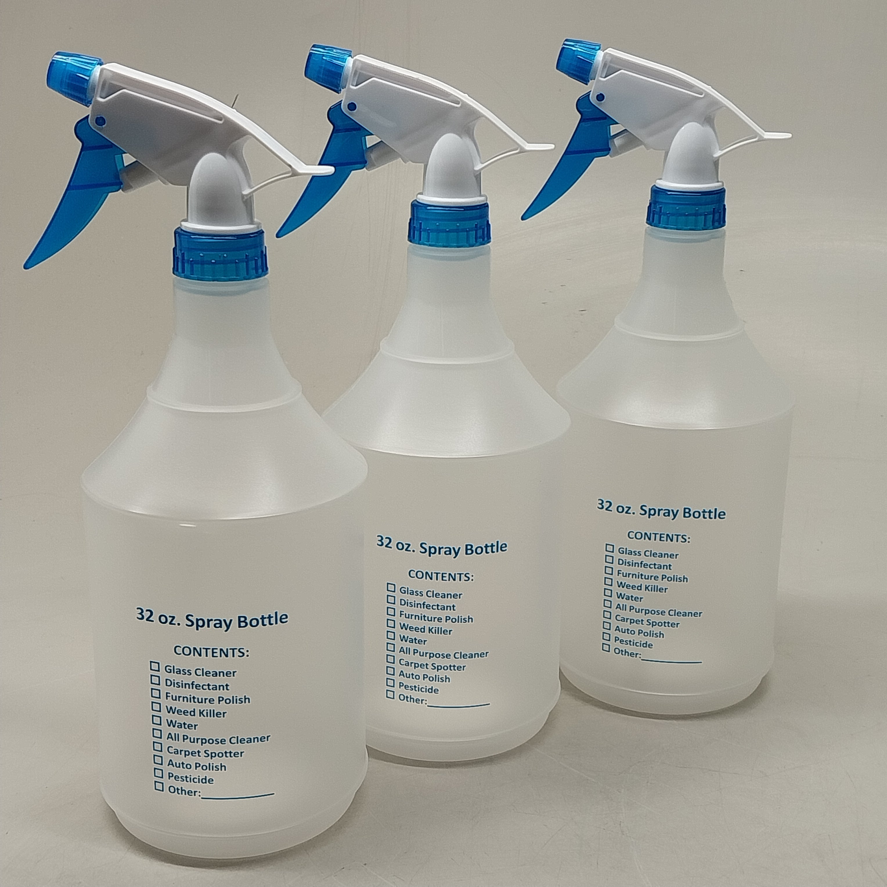 WHITMOR (12 Pack) Spray Bottle 32 oz Clear/Blue