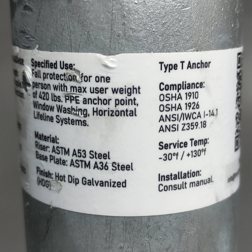 FRONTLINE Fall Protection RO12 Commercial Roof Anchor 14" OSHA ANSI Compliant