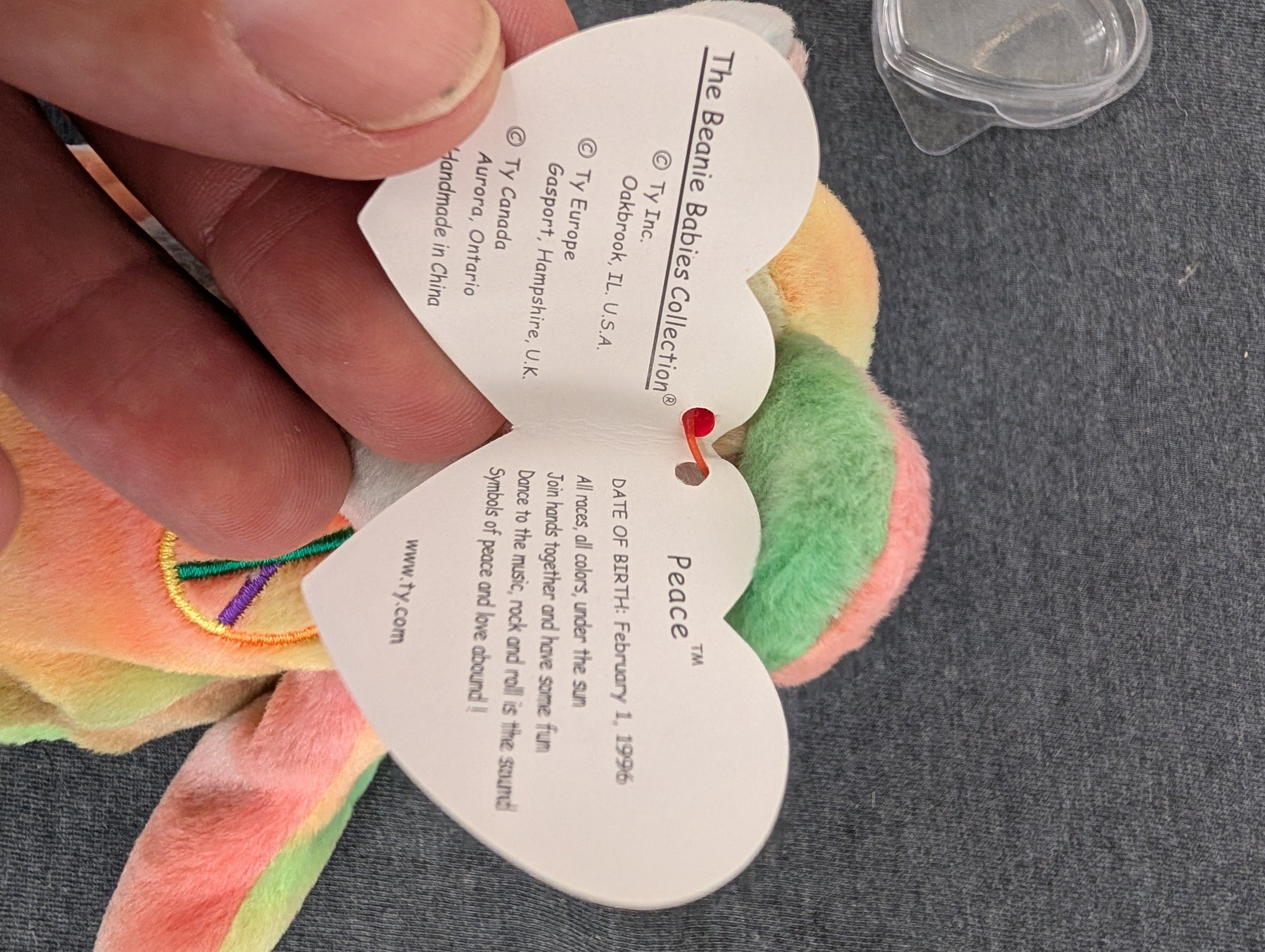 Peace the Bear - Ty Beanie Babies (Tie Dye, 1996, Plush Toy)