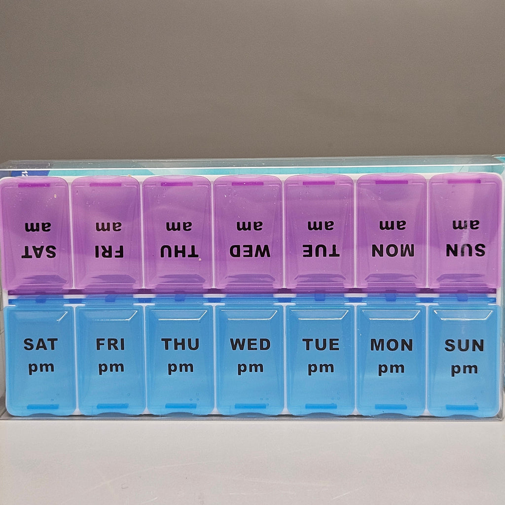 FAMILYMAID (2 PACK) 7-Day Pill Organizer 14 Compartments! Easy Organize Jumbo Size