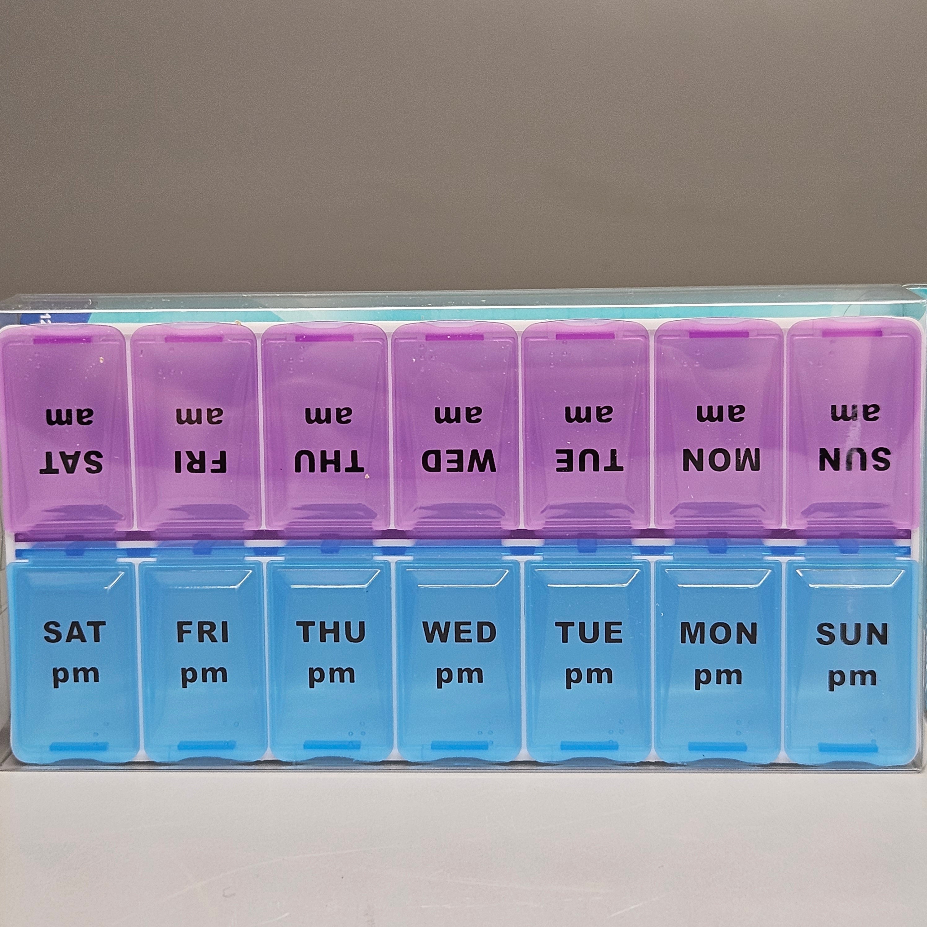 FAMILYMAID (2 PACK) 7-Day Pill Organizer 14 Compartments! Easy Organize Jumbo Size