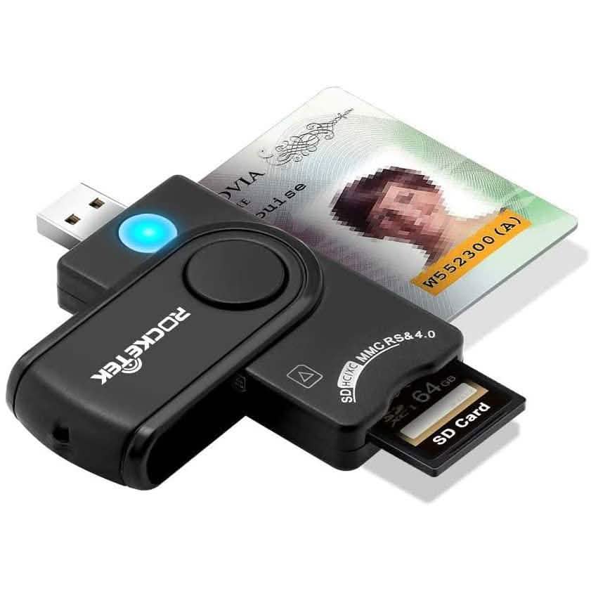 Rocketek DOD Military USB Common Access CAC Memory Card Reader