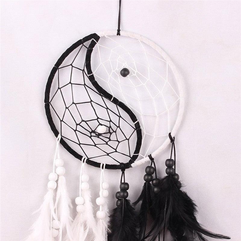 Romantic Dream Catcher Tree of Life Brown Native Handmade Traditional Dream Catcher Yin Yang 50" Long Home Decoration Feather Dream-catcher For Bedroom Wall Hanging Home Decor Wedding Party Blessing Gift