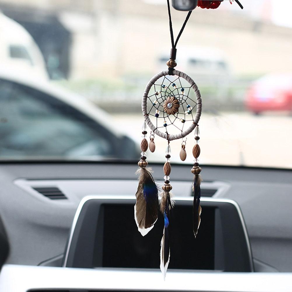Romantic Dream Catcher Tree of Life Brown Native Handmade Traditional Dream Catcher Yin Yang 50" Long Home Decoration Feather Dream-catcher For Bedroom Wall Hanging Home Decor Wedding Party Blessing Gift