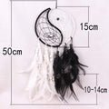 Romantic Dream Catcher Tree of Life Brown Native Handmade Traditional Dream Catcher Yin Yang 50" Long Home Decoration Feather Dream-catcher For Bedroom Wall Hanging Home Decor Wedding Party Blessing Gift