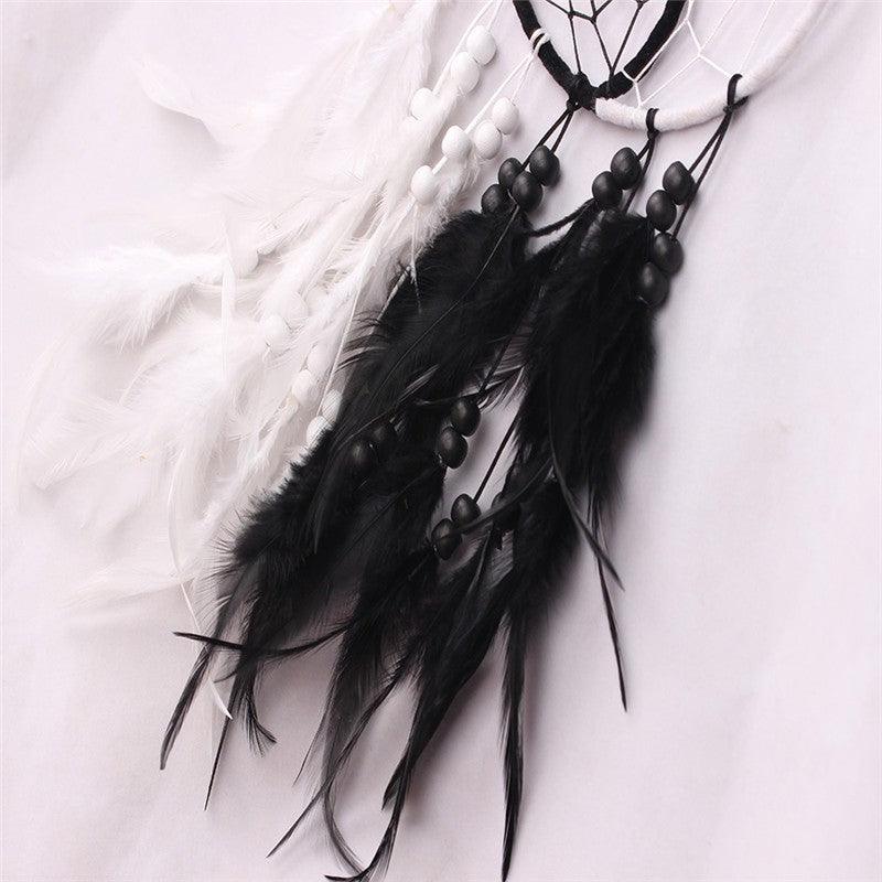Romantic Dream Catcher Tree of Life Brown Native Handmade Traditional Dream Catcher Yin Yang 50" Long Home Decoration Feather Dream-catcher For Bedroom Wall Hanging Home Decor Wedding Party Blessing Gift