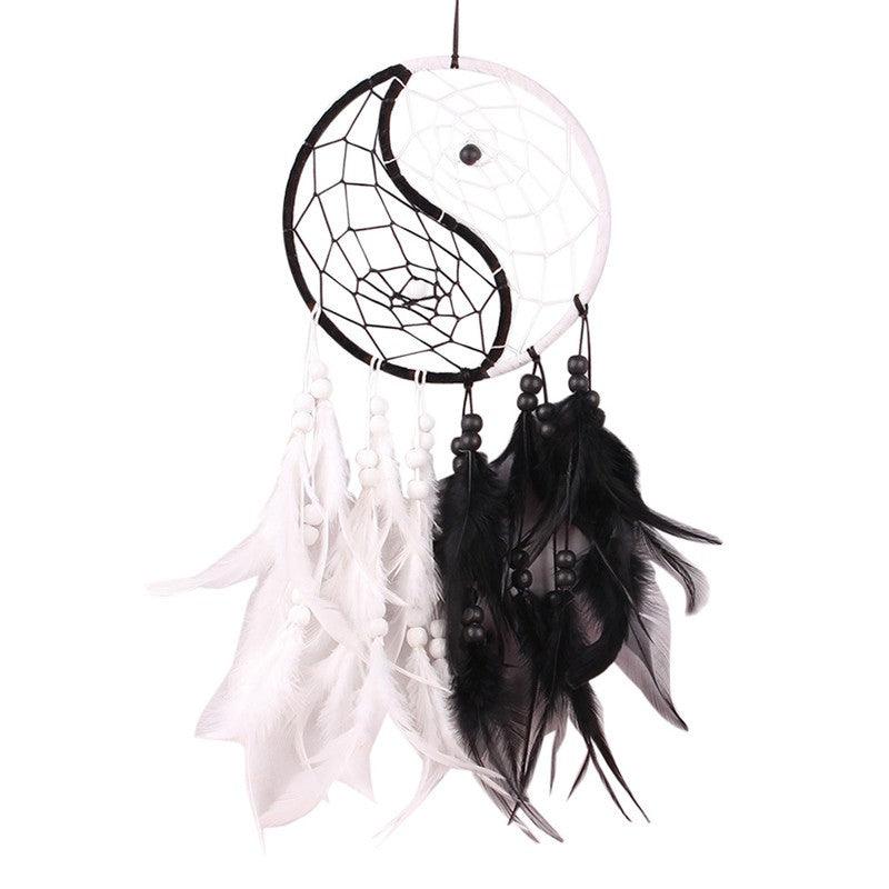 Romantic Dream Catcher Tree of Life Brown Native Handmade Traditional Dream Catcher Yin Yang 50" Long Home Decoration Feather Dream-catcher For Bedroom Wall Hanging Home Decor Wedding Party Blessing Gift