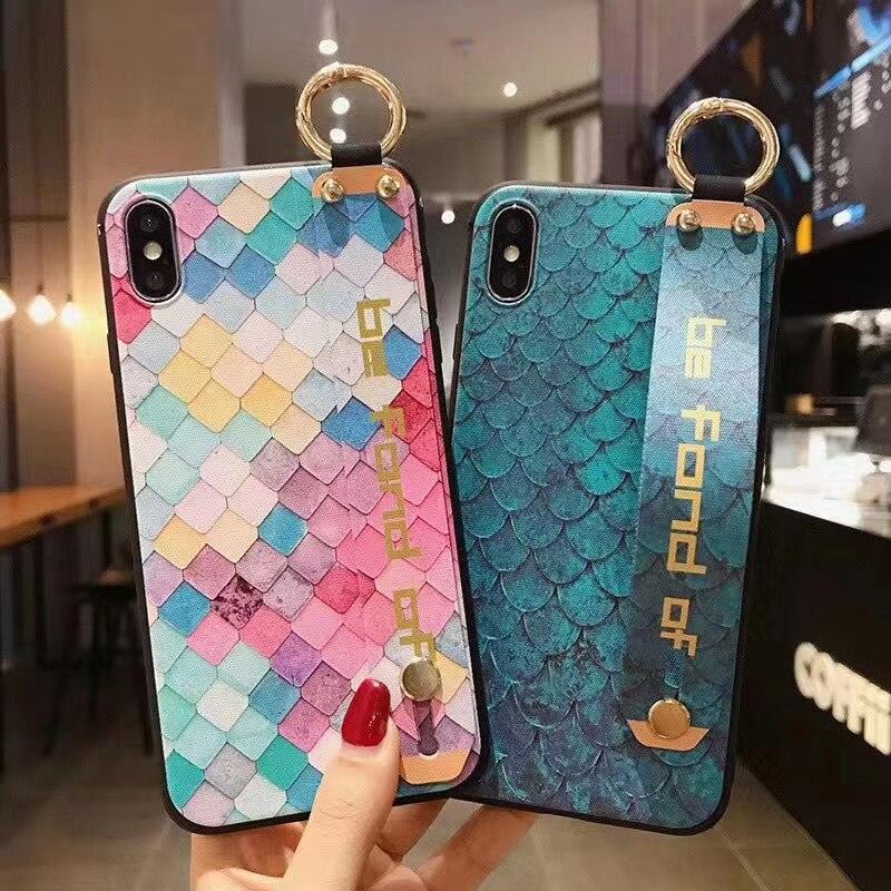 Rose Flowers Wrist Strap Phone Cases For iPhone 13 12 11 14 pro MAX X XR XS MAX 7 8 Plus Cover  Hand Band Cases Soft Full Protection Slim Colorful Protective Phone Case For iPhone