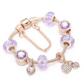 Rose Gold Austrian Crystal Heart Charm Bracelet