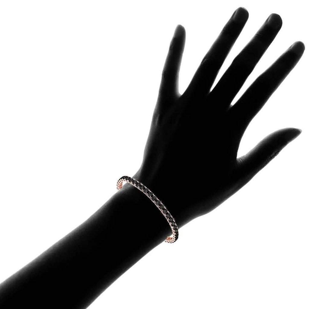 Rose Gold Black Cubic Zirconia Tennis Bracelet
