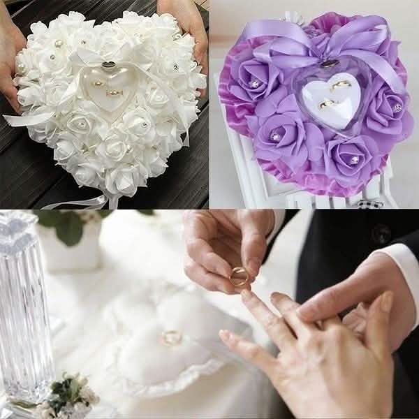 Rose Pillow Heart Cushion Ring Holder