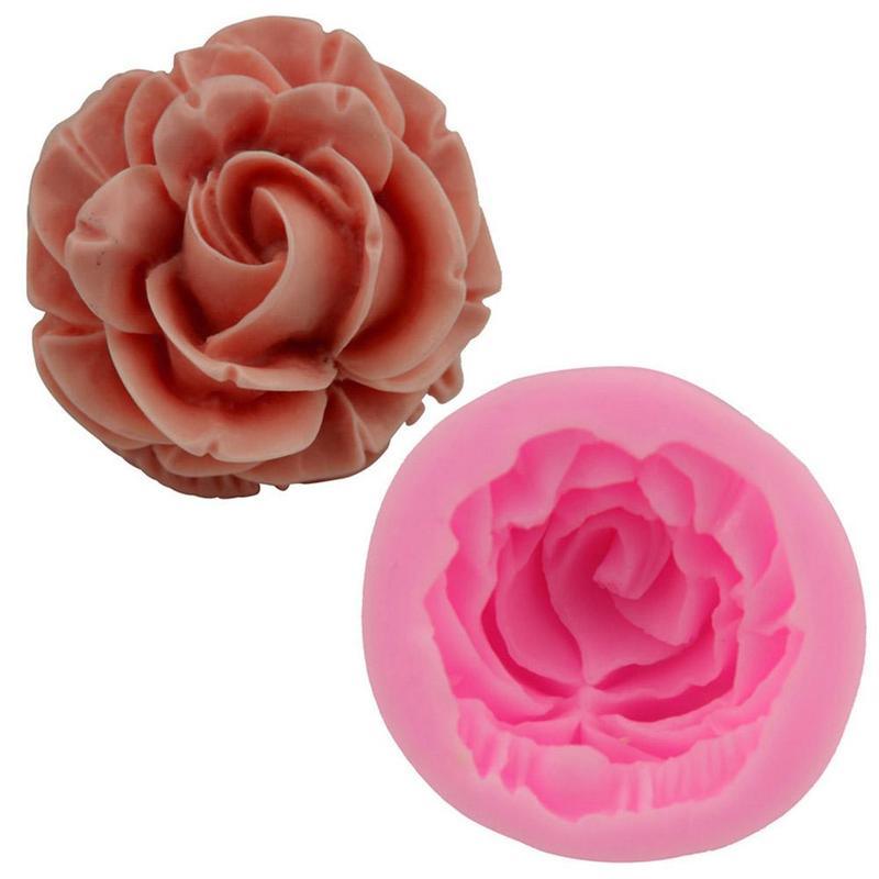 Rose Silicone Cake Mold 3D Flower Fondant Mold Cupcake Jelly Candy Chocolate Decoration Baking Tool Moulds Flower Bloom Rose Shape Silicone Fondant Soap