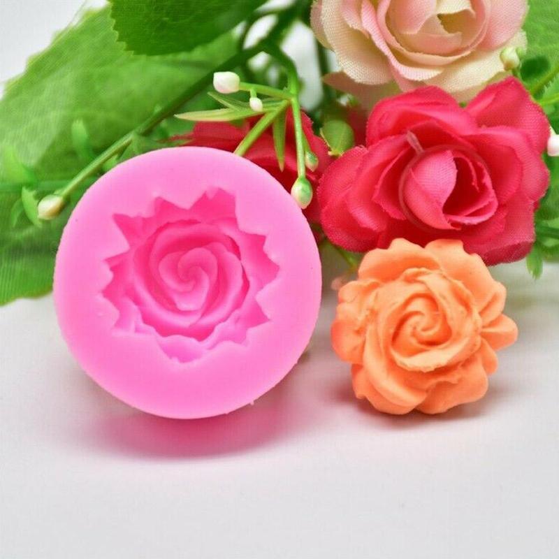 Rose Silicone Cake Mold 3D Flower Fondant Mold Cupcake Jelly Candy Chocolate Decoration Baking Tool Moulds Flower Bloom Rose Shape Silicone Fondant Soap