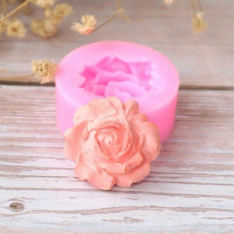 Rose Silicone Cake Mold 3D Flower Fondant Mold Cupcake Jelly Candy Chocolate Decoration Baking Tool Moulds Flower Bloom Rose Shape Silicone Fondant Soap