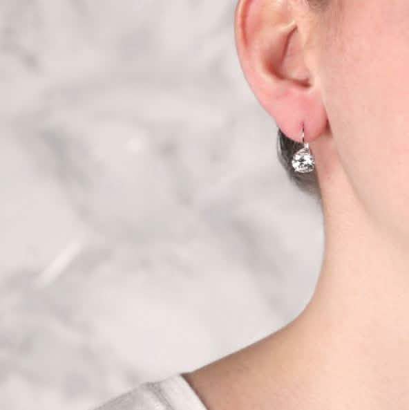 Round Cut Gemstone Leverback Earrings