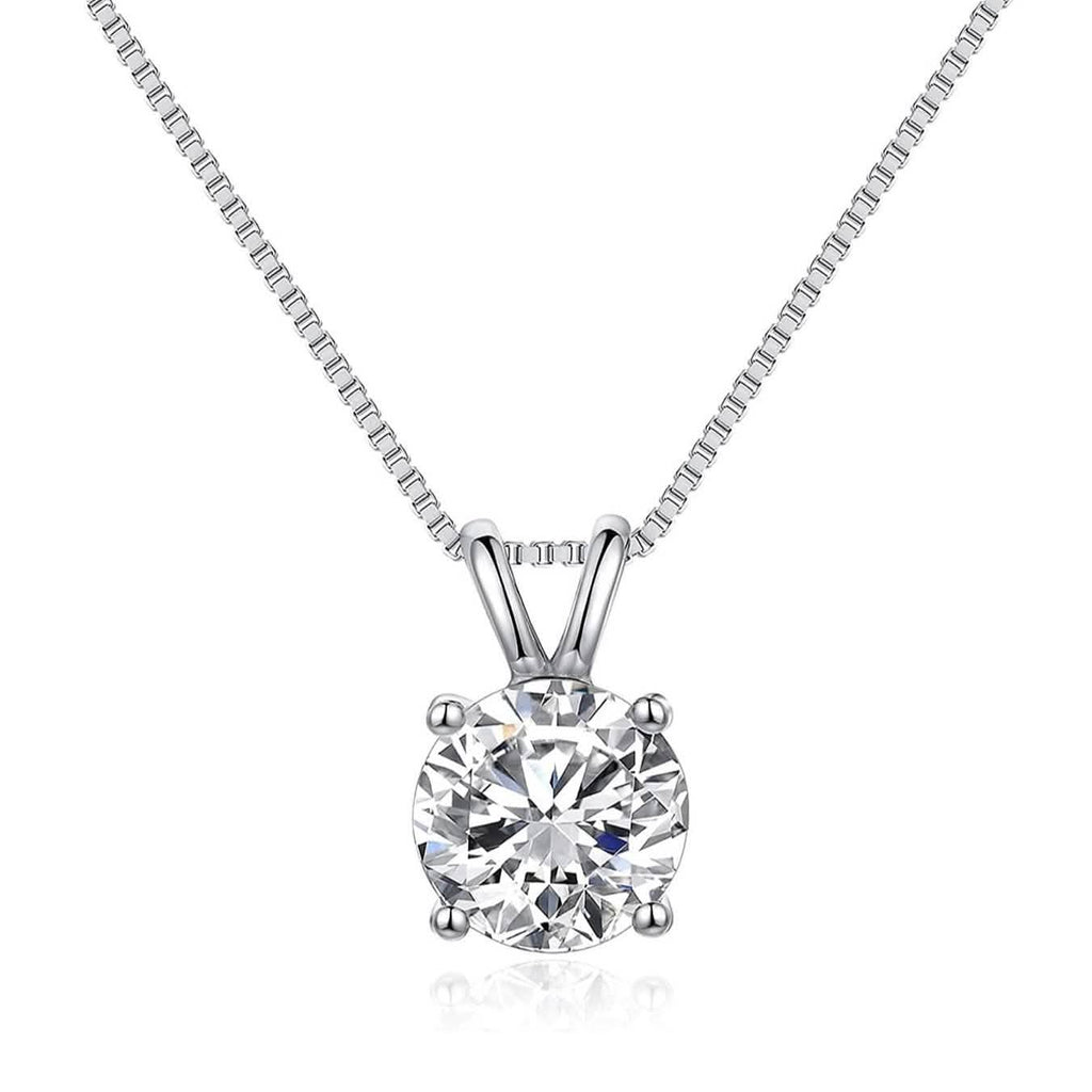 Round Cut Solitaire Crystal Pendant Necklace