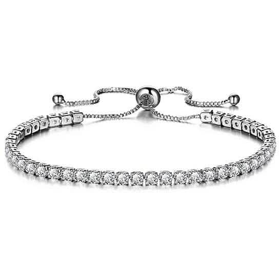 Round Cut Swarovski Elements Crystal Adjustable Tennis Bracelet