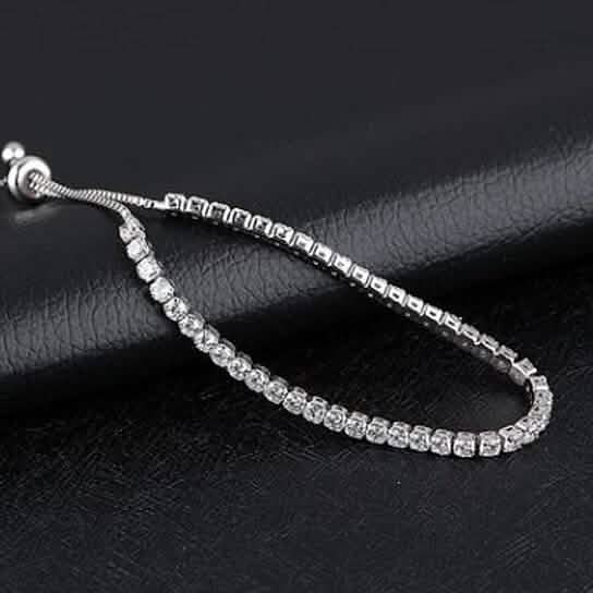Round Cut Swarovski Elements Crystal Adjustable Tennis Bracelet