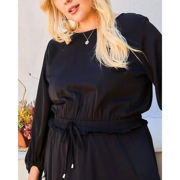 Round Neck 3/4 Bubble Sleeve Gingham Ruffle Romper