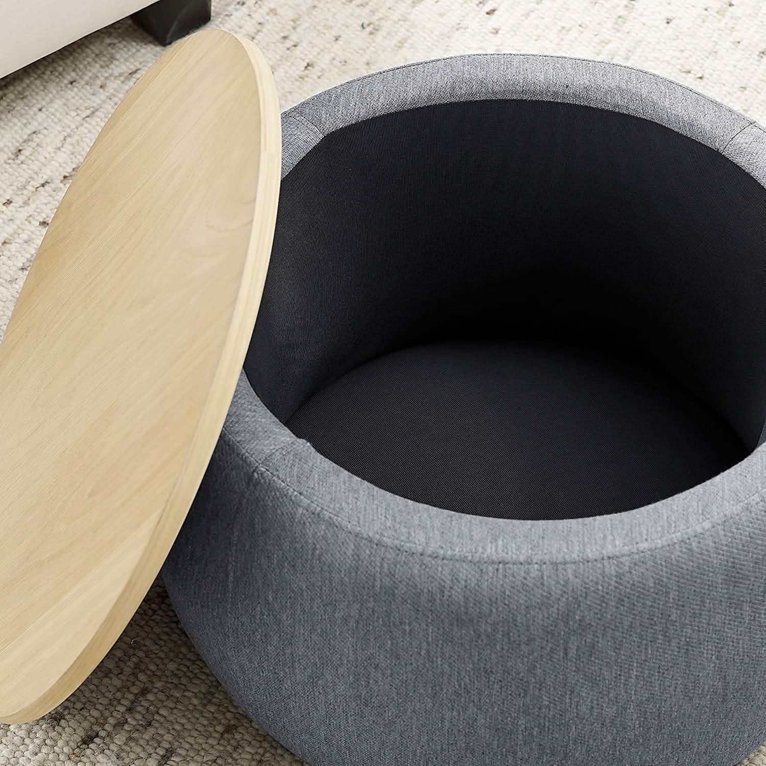 Round Storage Ottoman Coffee Table