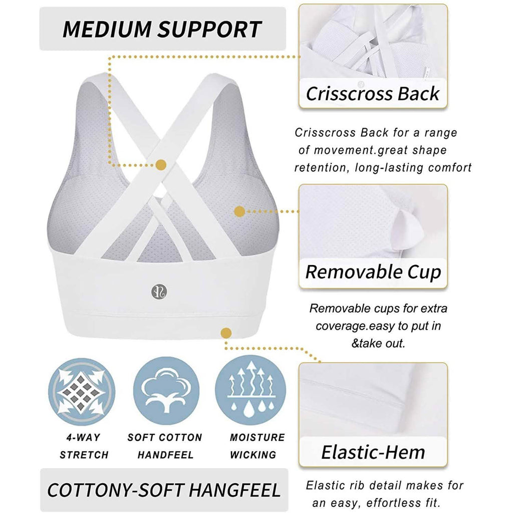 RUNNING GIRL Criss-Cross Back Padded Strappy Sports Bra