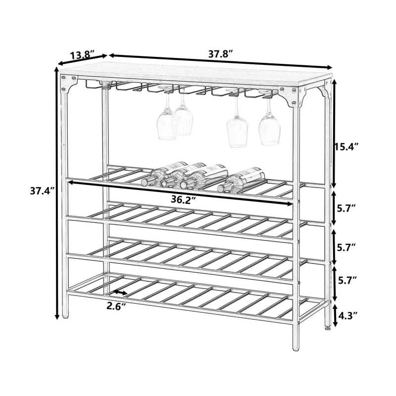 Rustic 40 Bottles Metal Floor Free Standing Wine Rack Table