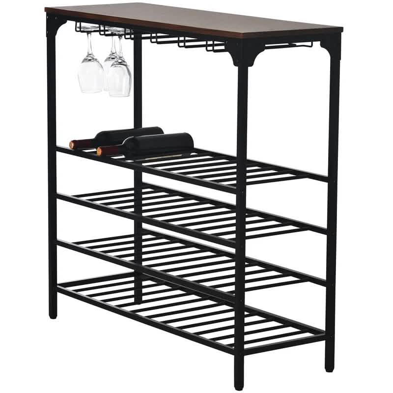 Rustic 40 Bottles Metal Floor Free Standing Wine Rack Table