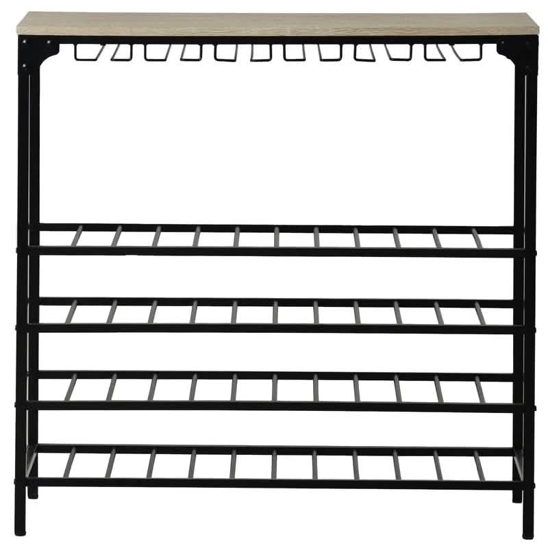 Rustic 40 Bottles Metal Floor Free Standing Wine Rack Table