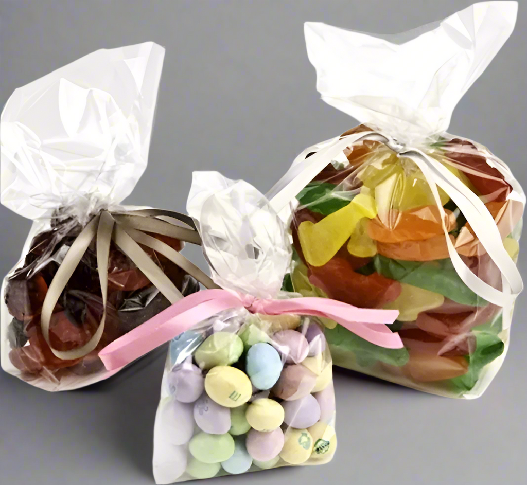 (100 PACK) Clear Gusseted Poly Plastic Bags Candy Cookie 1.5 Mil 4.5"x 2.75"x 10.75"