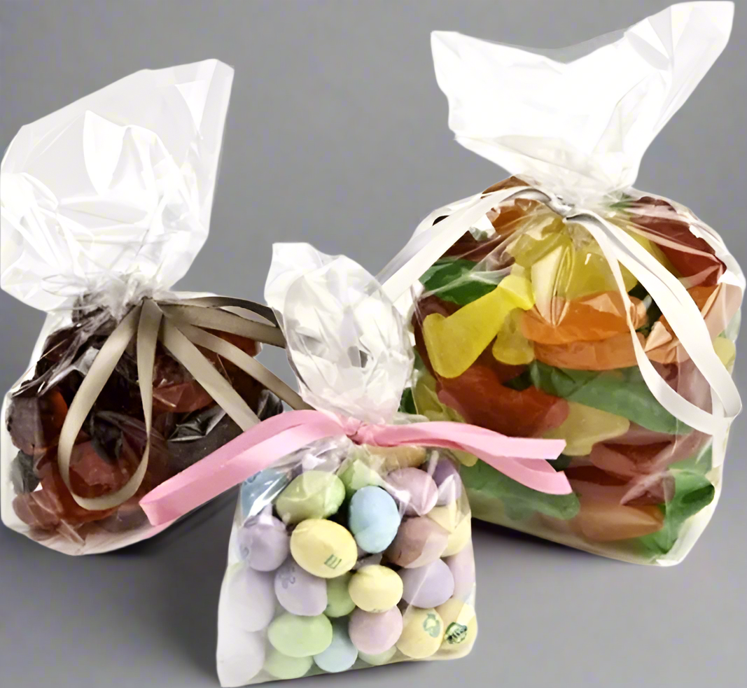 (100 PACK) Clear Gusseted Poly Plastic Bags Candy Cookie 1.5 Mil 4.5"x 2.75"x 10.75"