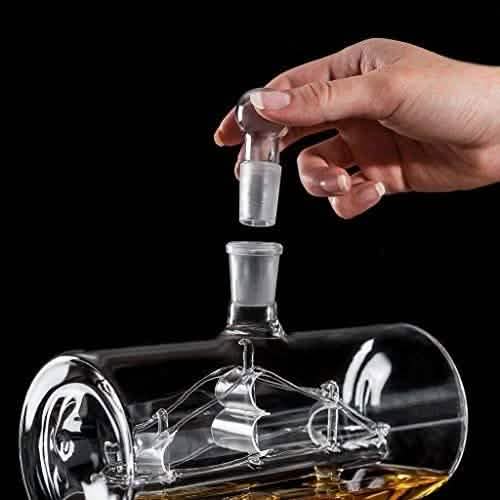 Sailing Ship Decanter Set with Dispenser and 4 Whiskey Glasses