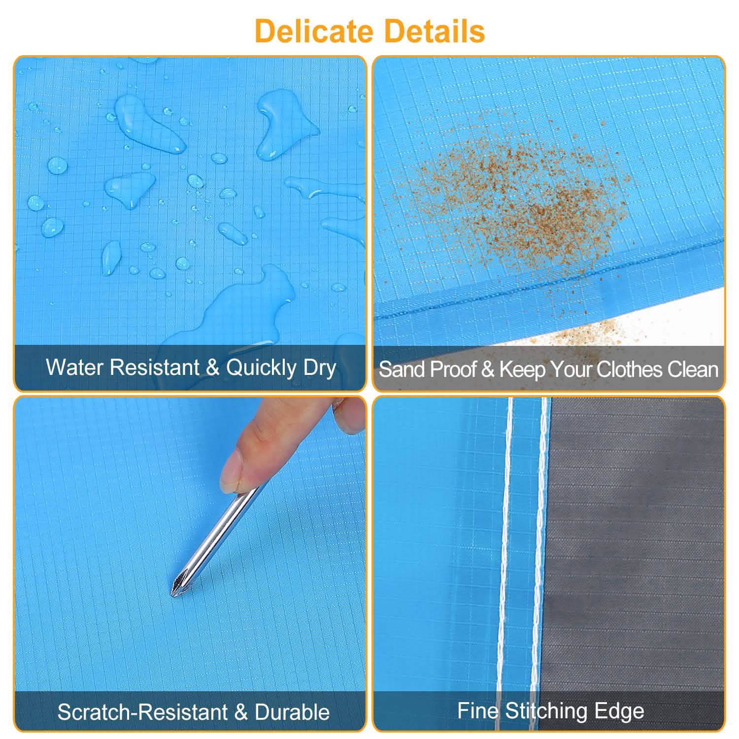 Sand Proof Picnic Blanket with 4 Anchors