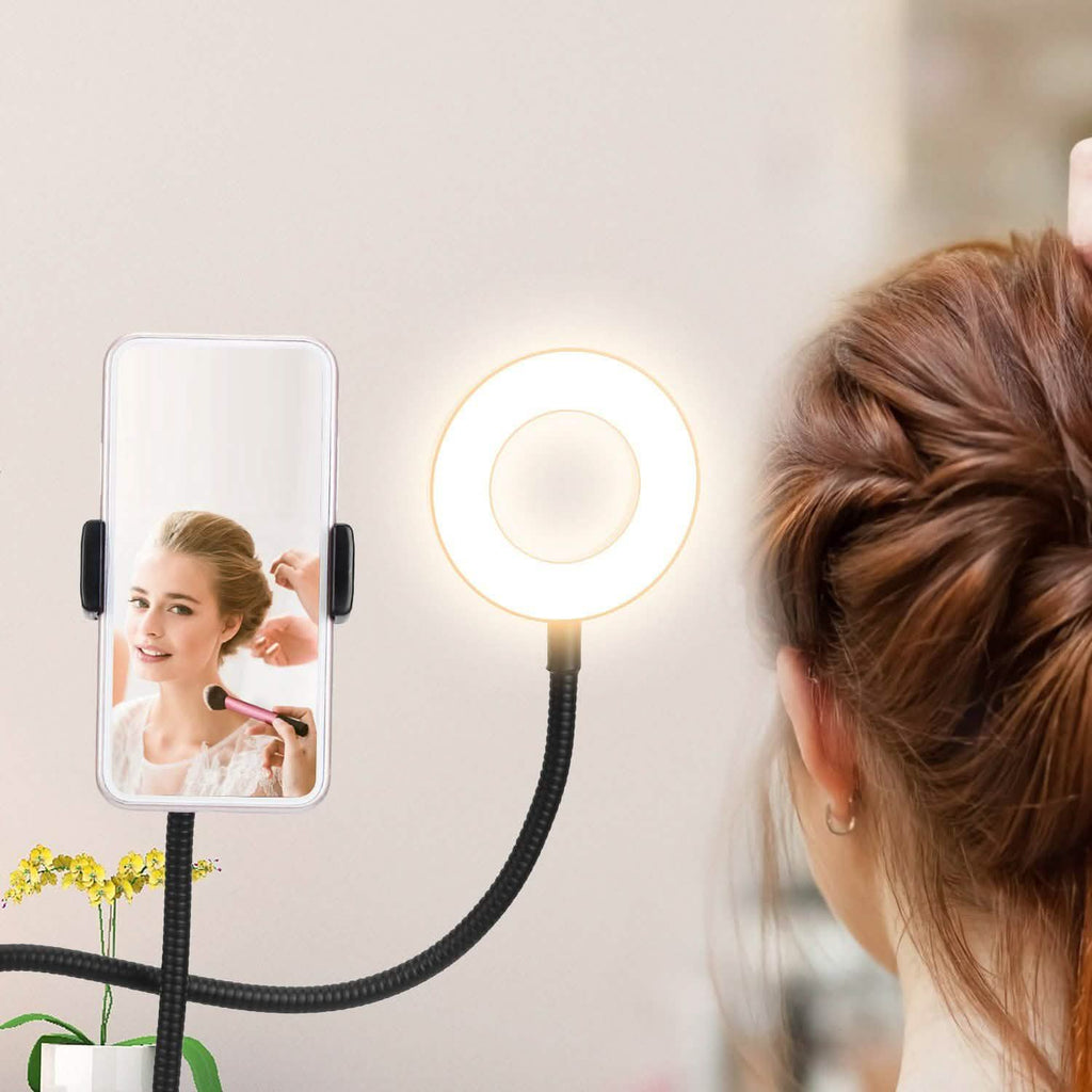 Selfie Ring with Phone Holder Clamp