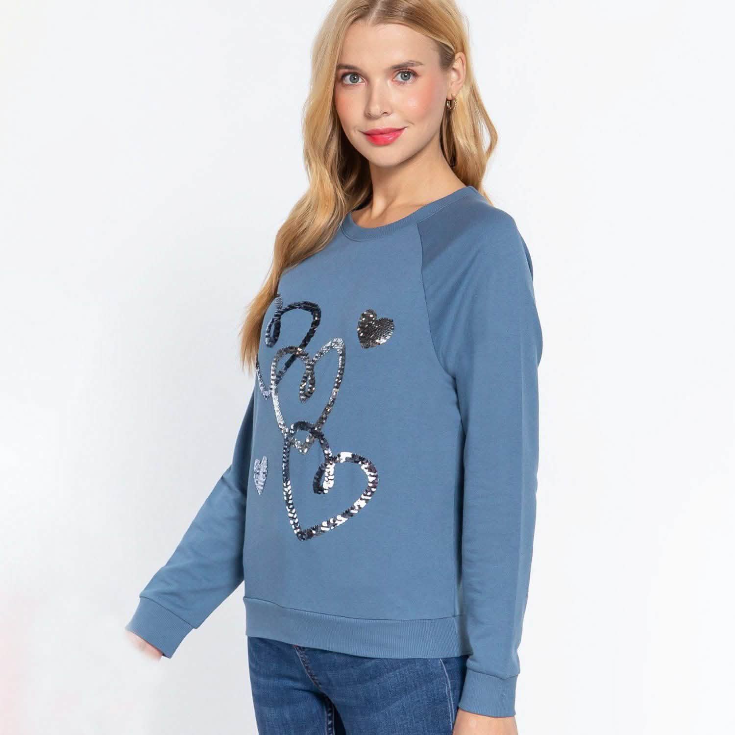 Sequins French Terry Pullover Top