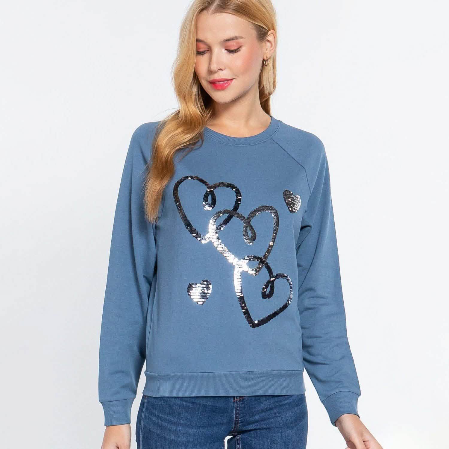 Sequins French Terry Pullover Top