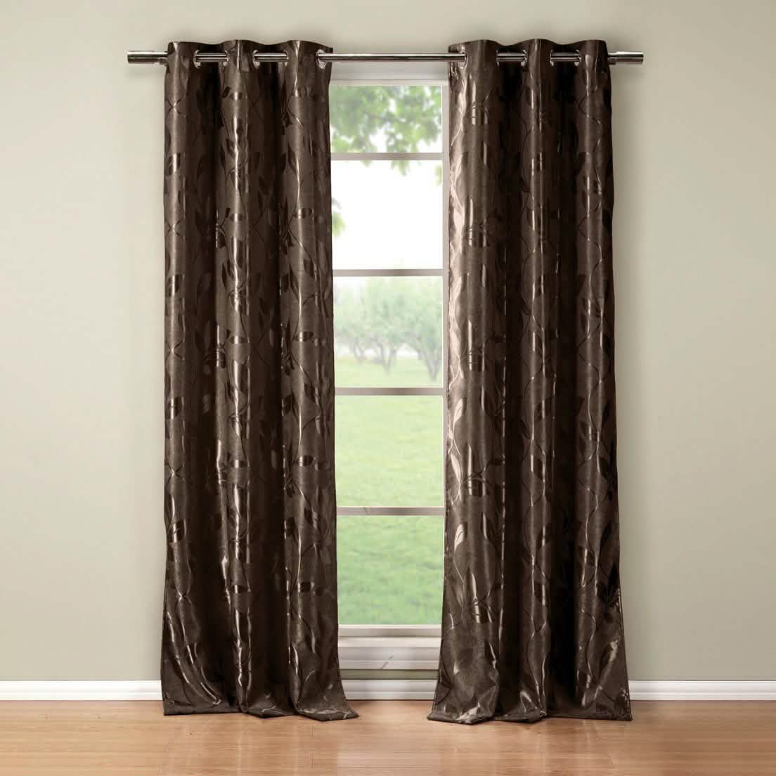 Set of 2: Floral Blackout Grommet Window Curtain Pair Panel